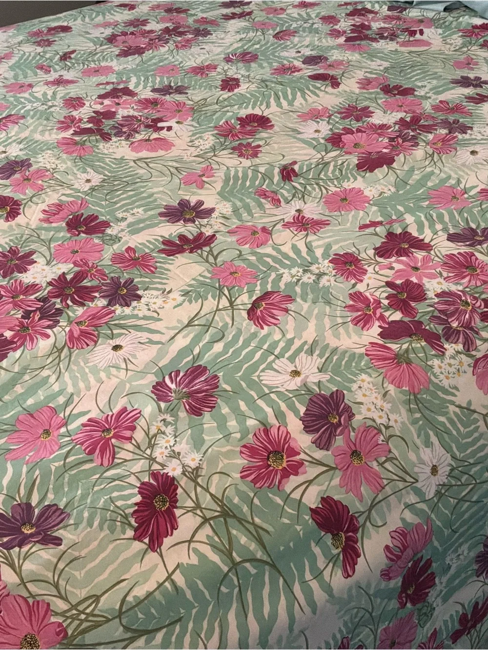 VTG KING Duvet Cover Pink Cosmo’s White Daises Cottage Core 100x84 Crown Crafts